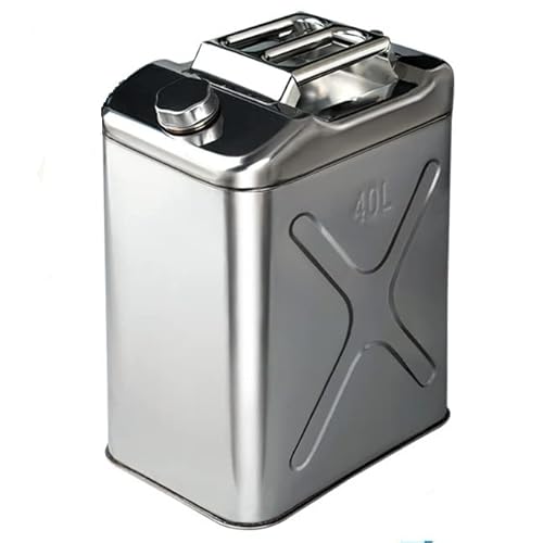 XPSSJMU Gasoline Barrel Stainless Steel Petrol Can - Vertical Square Metal Refueling Barrel for Car, Explosion-Proof Oil Barrel with Handle