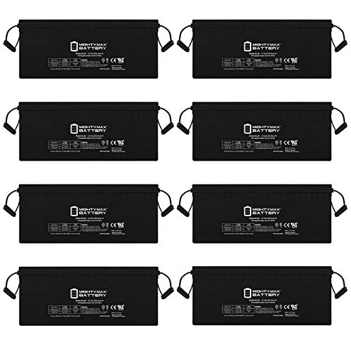 Mighty Max Battery 12v 200ah Battery Replacement for Solar Power - Deep Cycle - 8 Pack