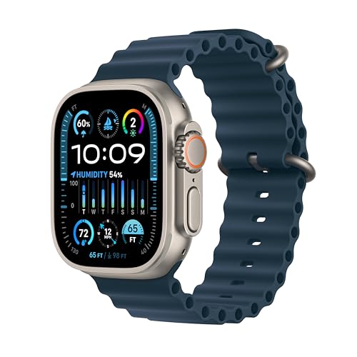 Apple Watch Ultra 2 [GPS + Cellular 49mm] Smartwatch with Rugged Titanium Case & Blue Ocean Band One Size. Fitness Tracker, Precision GPS, Action Button, Extra-Long Battery Life