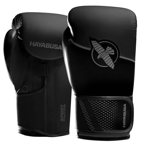 Hayabusa Sport Boxing Gloves for Men and Women – Dual-Splinted Wrist Support, Multi-Density Foam Padding, Contoured Fit – Ideal for Boxing, Kickboxing, and Muay Thai Training - Black/Charcoal, 16oz