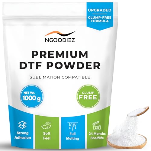 DTF Powder - Full Melting, Clump-Free, DTF Transfer Powder - Soft Feel, Strong Ink Adhesion, White DTF Powder for Sublimation - (1kg / 36oz)