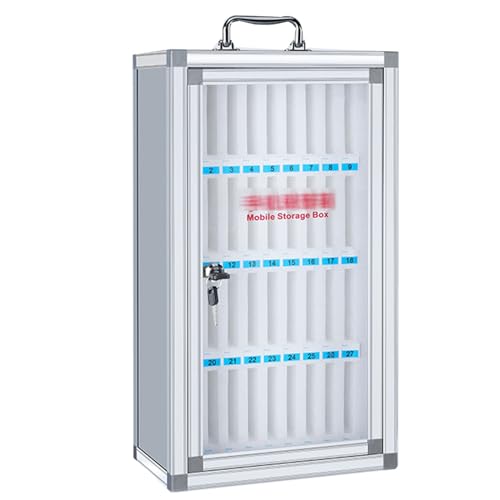 EliteBloom Phone Storage Cabinet Cell Phone Storage Box School Factory Laboratory Purchase Mobile Phone Cabinet Phone Management Cabinet with Lock Can Store 12~60 Mobile Phones,Silver-36 bits