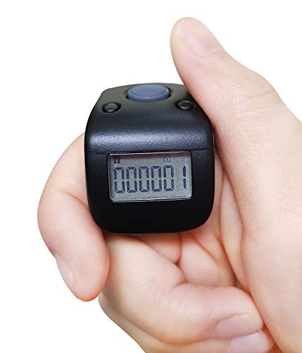 Arvakr Rechargeable Silent Finger Counter 6 Channels Digital Tasbih Tally Clicker with LED for Prayer Knitting Sports Gift Black