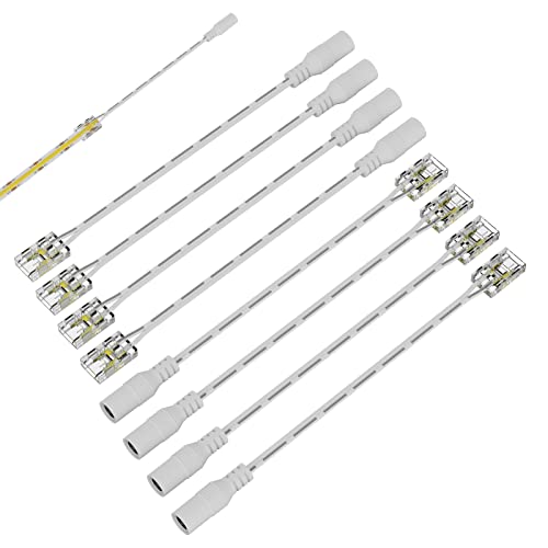 PAUTIX Strip to DC Female Plug Extension Connector 7.9in 8pcs,8mm Detachable Strip to Wire Connector,for 2-pin COB LED Strip Light 24V 12V 5 Volt,UL Listed 22 AWG Wires,NOT for 5mm 10mm or Other Size