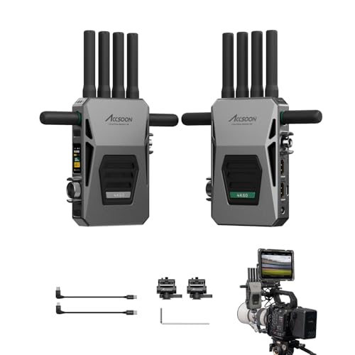 Accsoon CineView Master 4K SDI HDMI Wireless Video Transmission System, 2.4Ghz+5Ghz+6GHz Tri-Band 8202ft Range 25 ms Latency, 4K30/1080p60 1 Wired iOS+4 App Monitoring, Real-time Live Stream(1TX+1RX)