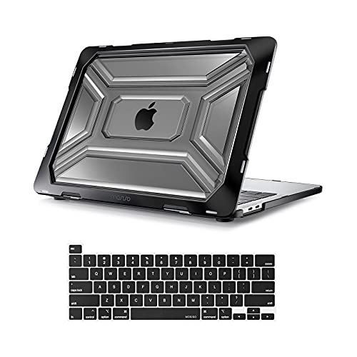 MOSISO Compatible with MacBook Pro 13 inch Case M2 2025 2024 2023 2022 2021 2020 A2338 M1 A2289 A2251 with Touch Bar, Heavy Duty Plastic Hard Shell Case with TPU Bumper&Keyboard Cover, Black