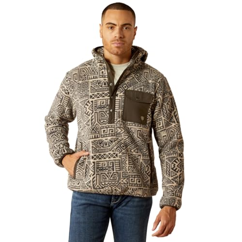 ARIAT Men's Polar Bear Fleece Hoodie, Light Brindle, Large