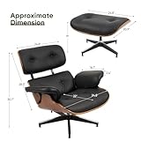 Nalupatio Lounge Chair with Ottoman, Comfy Recliner with Wide Armrest, Mid Century Modern Accent Chair with Heavy Duty Base Support for Living Room Bedroom Office (Top PU Leather)