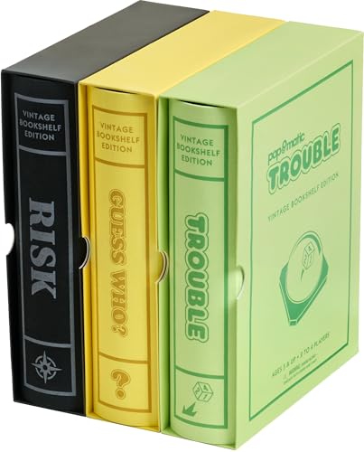 WS Game Company Risk, Trouble, and Guess Who? Vintage Board Game Bookshelf Collection