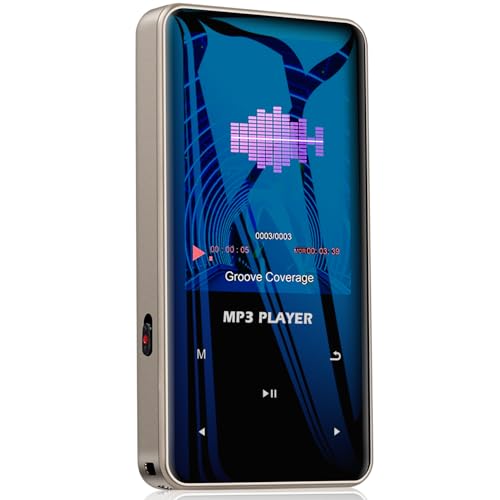 96GB Mp3 Player with Bluetooth 5.0 - Aiworth Portable Digital Lossless Music MP3 MP4 Player for Kids with FM Radio HD Speaker for Sports Running Super Light Metal Shell Touch Buttons