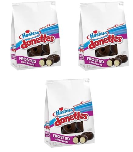 Generic Hostess Donettes - Frosted Mini Donuts - Chocolate Flavored Donuts - 10.75 Oz Bag - Pack of 3