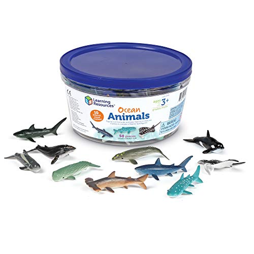 Learning Resources Ocean Animals - 50 Pieces, Ages 3+ Toddler Learning Toys, Perfect for Math Counters and Imaginative Play