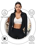 Dalavch 3 Pack Womens Cropped Full Zip up Workout Jacket Slim Fit Running Athletic Gym Yoga Sports Jacket with Thumb Holes 1 Black 1 Pink 1 Blue Medium