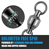 Dr.Fish 20 Pack Ball Bearing Swivels with Snap, Snap Swivels Fishing Tackle Stainless Saltwater & Freshwater Coast Lock Fishing Clips Terminal Tackle Line Lure Leader Connector 178LB