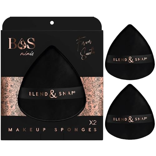 BLEND & SNAP Mini Velour Triangle Makeup Puff for Smooth & Flawless Coverage – Blotting Sponge for Foundation & Concealer/Powder Press Pad – Precision Tip for Easy Application (2-pack)