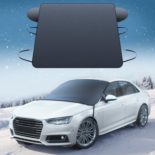 Lamicall Windshield Cover for Ice and Snow - Magnetic Fit, Waterproof Heavy Duty 800D Oxford Fabric,1S Snow Removal, 4X Stable, Winter Car Accessories for Men Fits Most Cars, SUVs (62"x48")