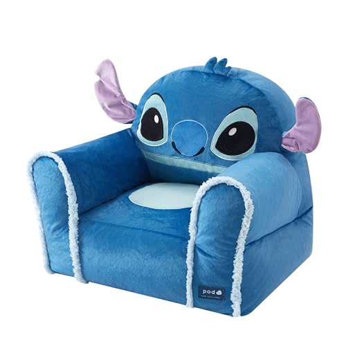 Idea Nuova Disney Stitch Figural Soft and Comfortable Structured Bean Bag Sofa Chair for Kids with Armrests,Ages 3+