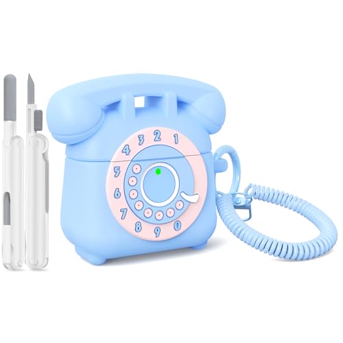 KOREDA Compatible with AirPods 4 Case Cover 2024, Cute Funny Telephone Design for Airpods 4th Generation Case with Cleaner Kit & Lanyard, Soft Silicone Shockproof Protective Case for AirPods 4 Gen