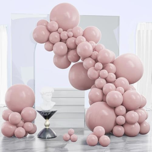 PartyWoo Cavern Pink Balloons, 140 pcs Boho Pink Balloons Different Sizes Pack of 18 Inch 12 Inch 10 Inch 5 Inch Dusty Pink Balloons for Balloon Garland or Balloon Arch as Party Decorations, Pink-F54