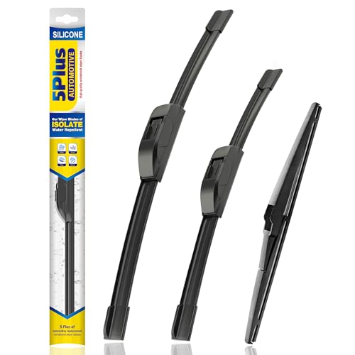 5 PLUS® Silicone Windshield Wipers Replacement for 2012 2013 2014 2015 2016 2017 2018 2019 Fiat 500 Wiper Blades(Set of 3),Automotive Replacement Windshield Wiper Blades For My Car-24"/14"/12"