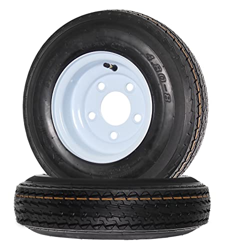 eCustomrim 2-Pack Trailer Tire On Rim 480X8 4.80-8 480-8 Load Range C 5 Lug White Wheel - 2 Year Warranty w/Free Roadside