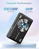 Digital Camera, Upgraded FHD 1080P Kids Camera with 32GB Card, 16X Zoom Time Stamp Anti Shake, Lanyard, 44MP Compact Portable Small Point and Shoot Camera for Kid Student Children Teen Girl Boy(Black)