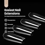 Beetles Gel Nail Kit Gel Nail Tips, 500Pcs Pre-shaped Long Square Gelly Tips Clear Press on Nail Tips Full Cover False Nails for Gel Art Soak Off Nail Extensions Acrylic Nails Women Gifts