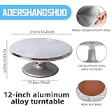 12 Inch Cake Turntable,78Pcs Rotating Aluminum Alloy Cake Stand Set,Cake Decorating Kit With Stainless Steel Icing Scrapers,Icing Tips,Piping Bags,Cake Leveler,Icing pen,Pie server