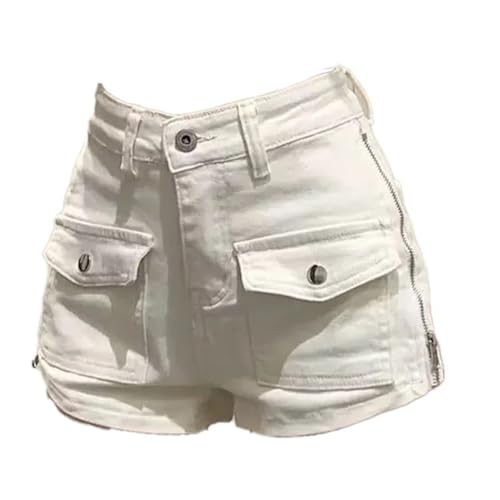 Women's Denim Shorts Korean Version Harajuku Streetwear Style Vintage Jeans Shorts White XL