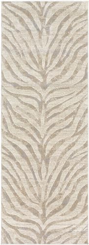 Mark&Day Animal Print Rugs, 3x7 Chambery Modern Zebra Tiger Light Gray Runner Area Rug, Beige Grey Carpet for Hallway, Kitchen, Bedroom or Living Room (2'7" x 7'3" Runner)
