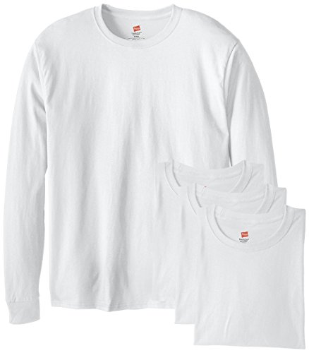 Hanes mens Essentials Long Sleeve T-shirt Value Pack (4-pack) fashion t shirts, White, Medium US