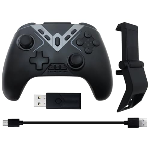 Qblahip New Wireless Bluetooth Controller with Hall Joysticks & Triggers & Joystick Speed Down, Game Controller for PC Windows/iPhone/Android/Switch/Steam/TV (With USB Dongle & Phone Clip)