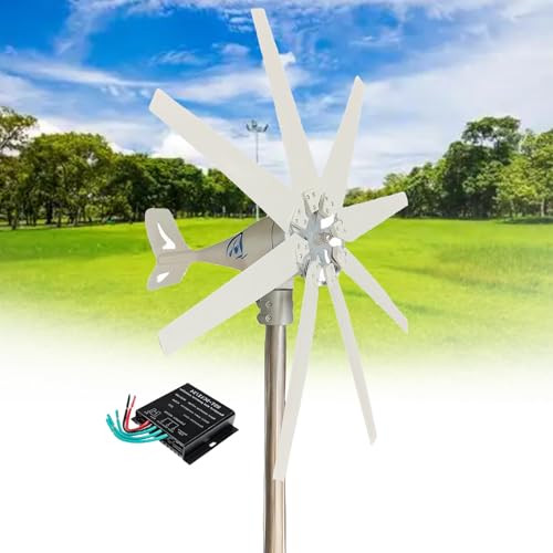 Wind Turbine Generator 14000W Wind Turbine Generator Kit 12V 24V 48V 8Blades with MPPT Controller,Auto Adjust Windward Direction for Marine/Household/Hybrid Solar Wind Power System¡­(24v With Controll