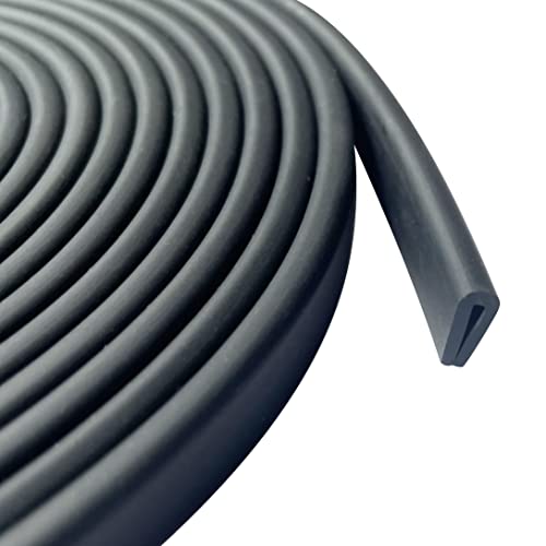 Rubber Edge Trim, 1/16" U Channel Edge Trim, EPDM Edge Protector, Length 20Ft, U Shaped Gasket, Black Color, Edge Protector for Sheet Metal