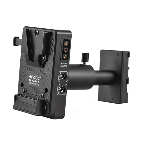 Andoer V-Lock V Mount Battery Plate to BP-U Dummy Battery Adapter with Adjustable Rod Replacement for Sony Camcorders
