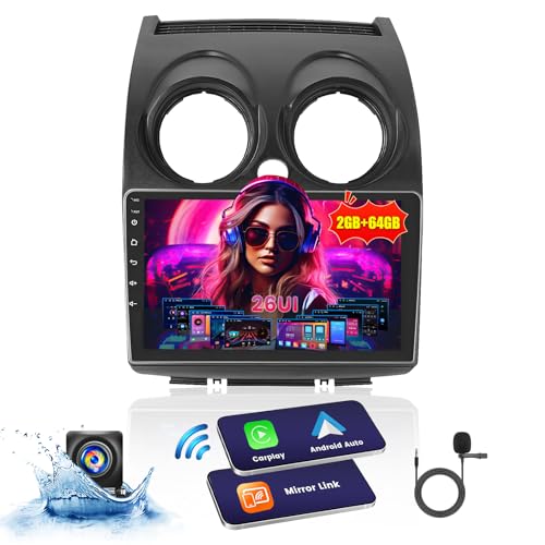 [2+64G] Inefala for Nissan Rogue Sport Qashqai 2007-2015 Android Car Stereo with Wireless Carplay Android Auto, 9 Inch HD Touchscreen with GPS WiFi Bluetooth FM/RDS Radio EQ SWC 26UI Backup Camera MIC