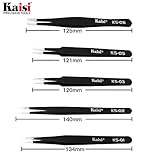 Kaisi 14 PCS Precision Tweezers Set, ESD Tweezer Set, Anti-Static Stainless Steel Tweezers Set for Craft, Jewelry, Electronics, Laboratory Work