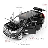 WAKAKAC Toy Car Compatible for 1:24 Escalade SUV Model Car, Pull Back Diecast Collectible Car with Sounds＆Lights for Kids Boys Girls and Adults, Gift Black