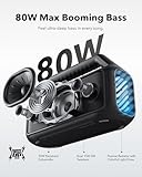 soundcore Boom 2 By Anker, Outdoor Speaker, 80W, Subwoofer, BassUp 2.0, 24H Playtime, IPX7 Waterproof, Floatable, RGB Lights, USB-C, Custom EQ, Bluetooth 5.3, Portable for Camping, Beach, and Backyard