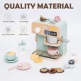 JugueteLand Kids Coffee Maker Playset, 23PCS Wooden Kitchen Toys, Play Kitchen Accessories for Toddler, Espresso Machine Playset Montessori Kitchen Toy, Gift for Boys and Girls 3 4 5 Years