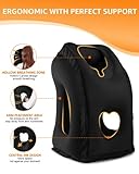 Sunany Travel Pillow, Inflatable Neck Pillow Used for Airplanes/Cars/Buses/Trains/Office Napping with Eye Mask/Earplugs (Balck)