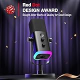 FIFINE USB/XLR Dynamic Microphone for Podcast Recording, PC Computer Gaming Streaming Mic with RGB Light, Mute Button, Headphones Jack, Desktop Stand, Vocal Mic for Singing YouTube-AmpliGame AM8