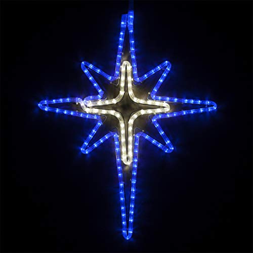 Wintergreen Lighting LED Star Lights Outdoor Christmas Star Christmas Outdoor Decorations LED Rope Light (28, Bethlehem Star with Cross Center, Blue/Cool White LED)