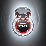 OFFCURVE Iron Man Car Engine Start Stop Button Cover, Anti-Scratch Push Start Button Cover, Auto Interior Ignition Accessories (Silver-Red)