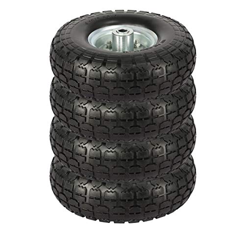 Topeakmart 4/8/12 Pcs Solid Rubber Tyre Wheels - Garden Sack Truck Trolley Cart Wheel Barrow Tyre 10-inch Tire Diameter 5/8-inch Bearings Black (4)