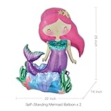 Self-Standing Mermaid Balloons for Little Mermaid Birthday Decorations Mermaid Party Supplies Mermaid Foil Balloon - 26 Inch, Pack of 2