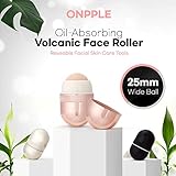 Korean Beauty Oil-Absorbing Volcanic Face Roller, Portable and Reusable Skincare Tool for Oily Skin, Shine Control, Oil Absorber tool for Face (Gold)