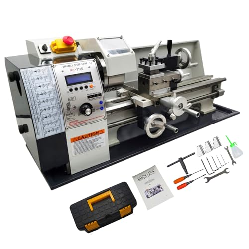 Yokoma Mini Metal Lathe Machine Precision Benchtop Lathe Electronic Gear Change for Automatic Inch and Metric Conversion Brushless Motor 1100W 110V