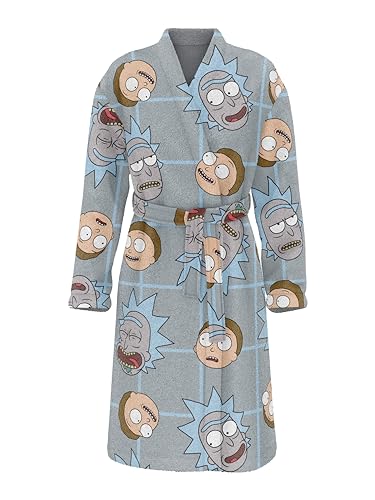 Rick and Morty SUPER PLUSH Full-Length Long Sleeve Fleece Wrap Robe with Head toss design, One size Fits all