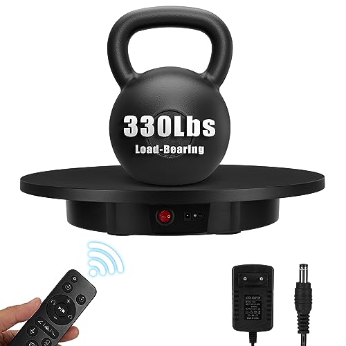 Bosgladek Motorized Rotating Display Stand, Remote Control Rotating Platform , 360 Degree Mute 220 Lbs Load Electric Turntable for Photography Products, Live Video Show, Angle Speed, Wired